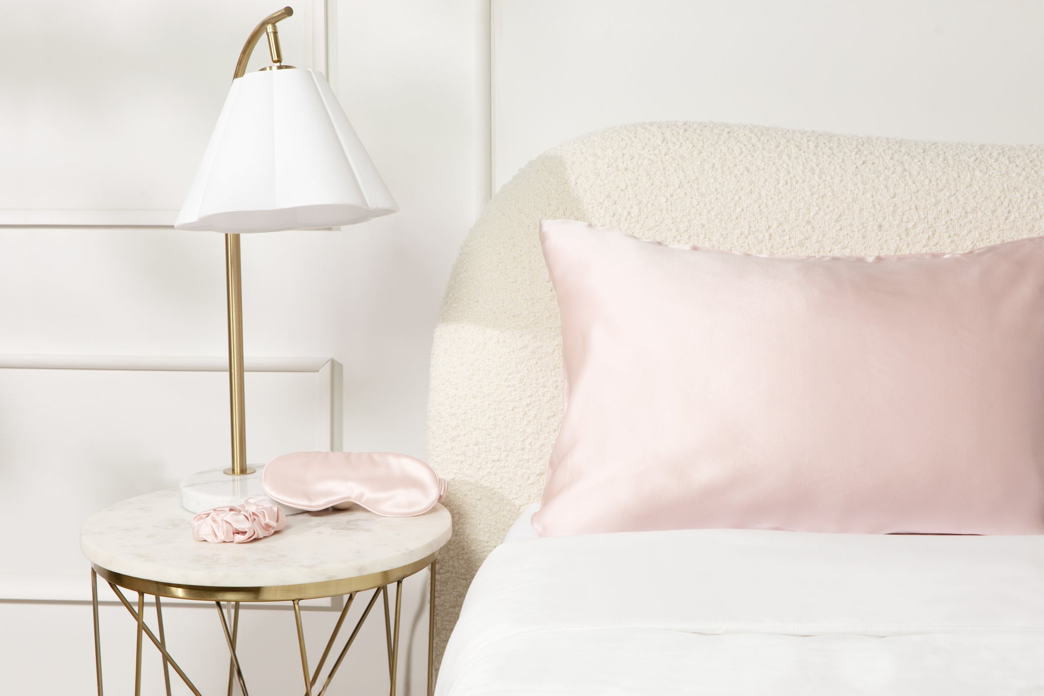 Blush Pink Pure Silk Pillowcase Sleep Set
