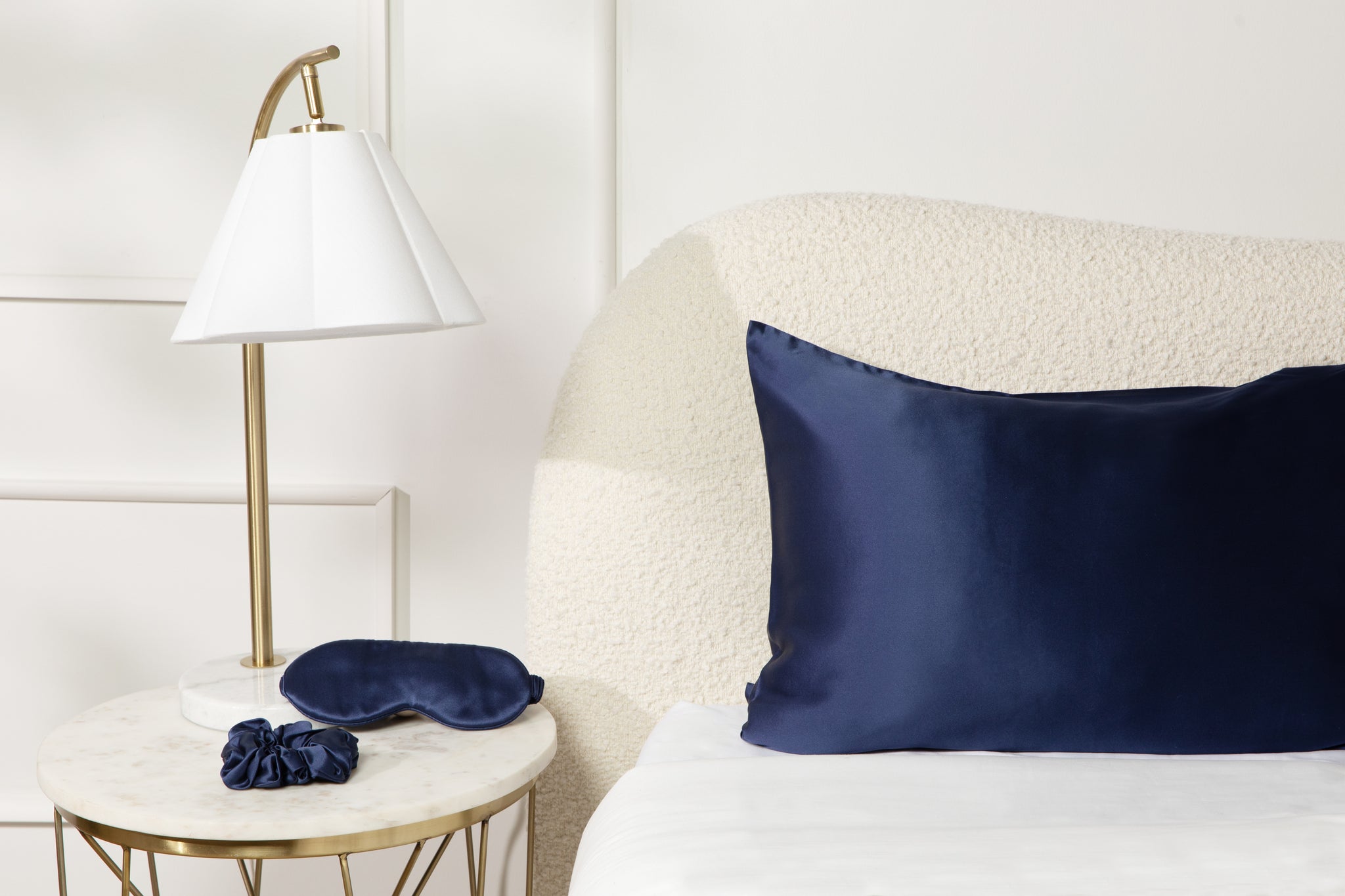 Midnight Blue Pure Silk Pillowcase Sleep Set